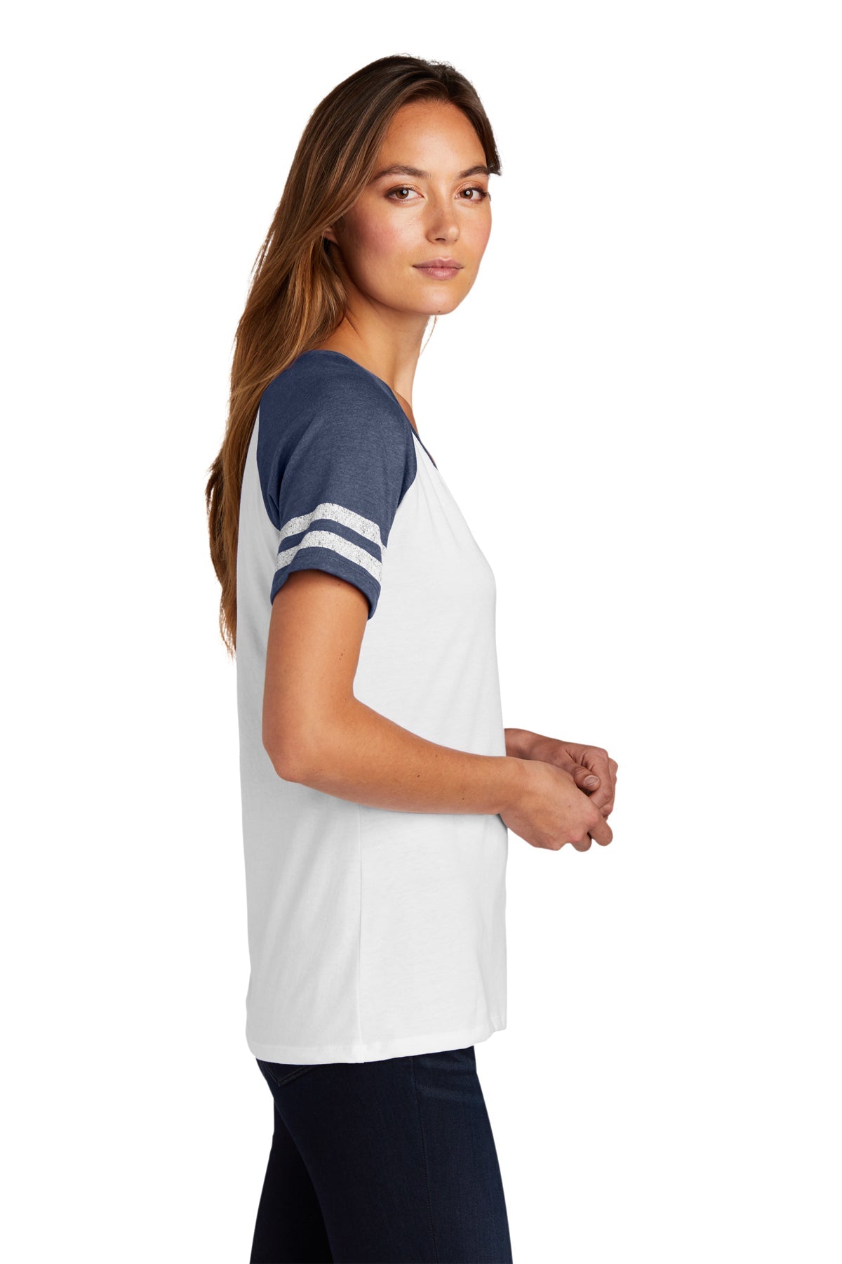District Made Ladies Game V-Neck Tee