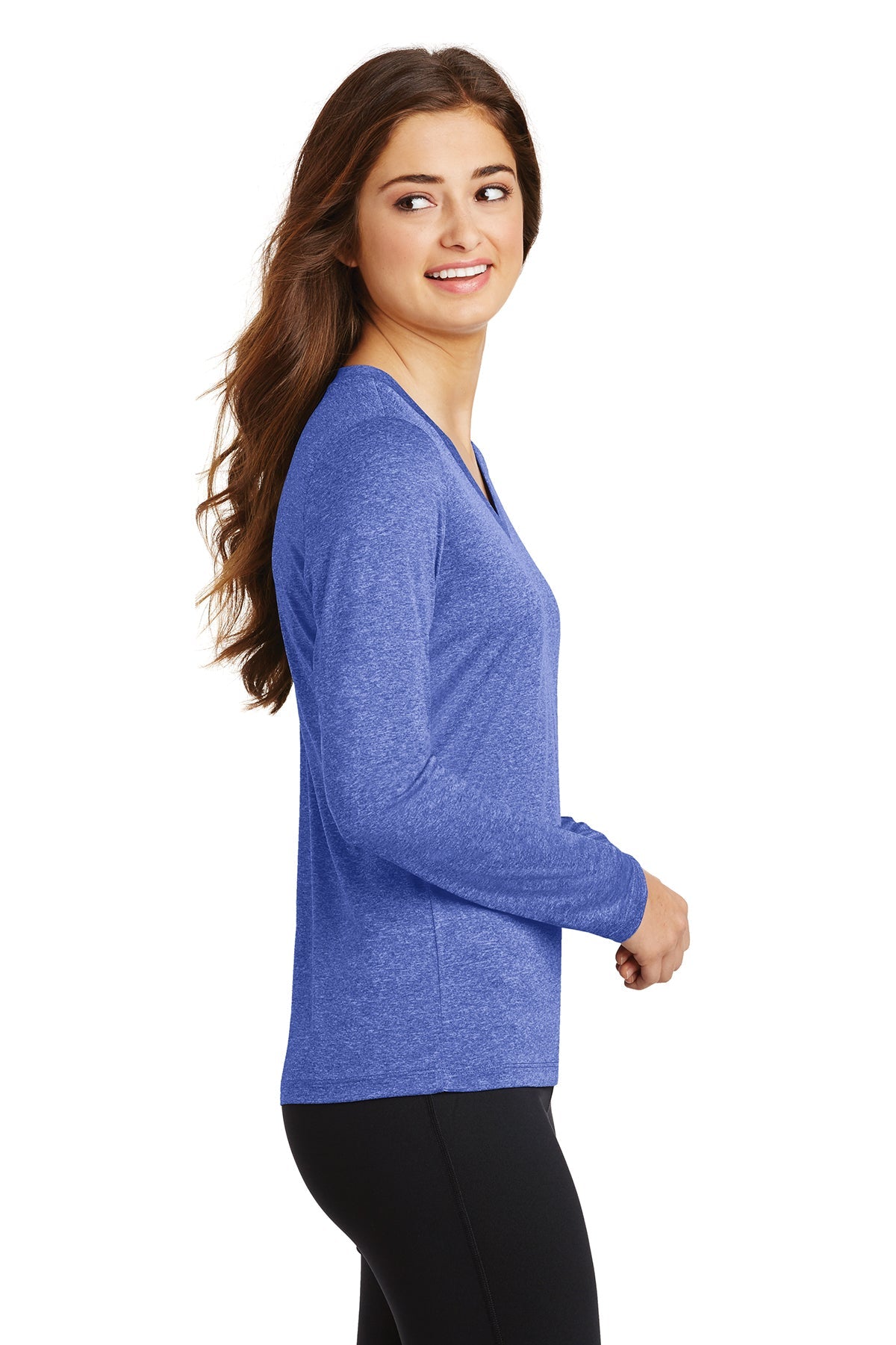 Sport-Tek Ladies Long Sleeve Heather Contender V-Neck Tee