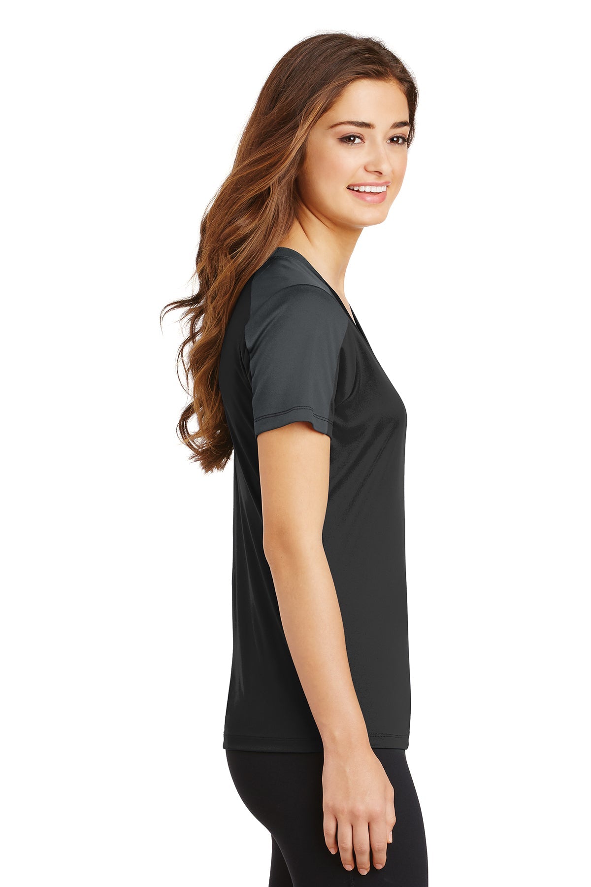 Sport-Tek Ladies PosiCharge Competitor Sleeve-Blocked V-Neck Tee