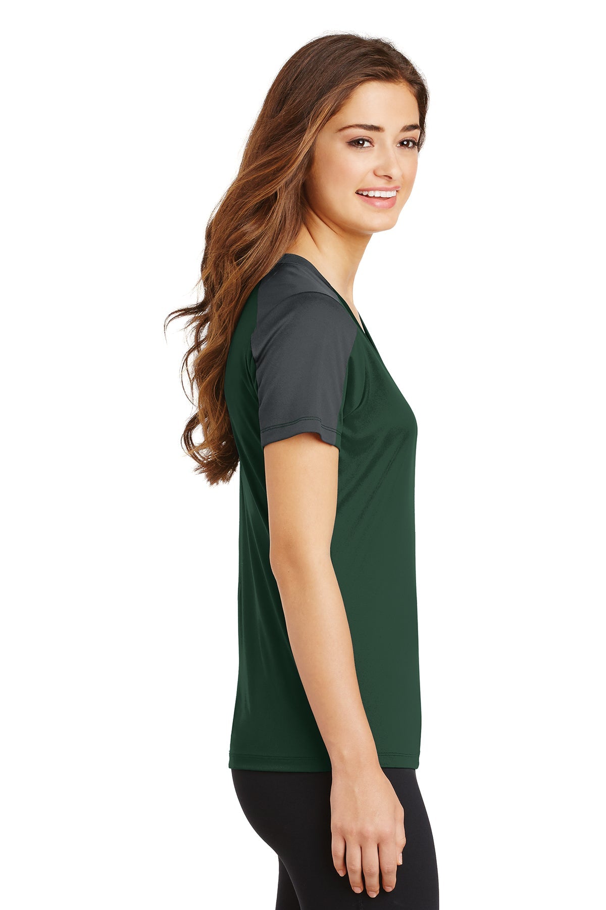 Sport-Tek Ladies PosiCharge Competitor Sleeve-Blocked V-Neck Tee