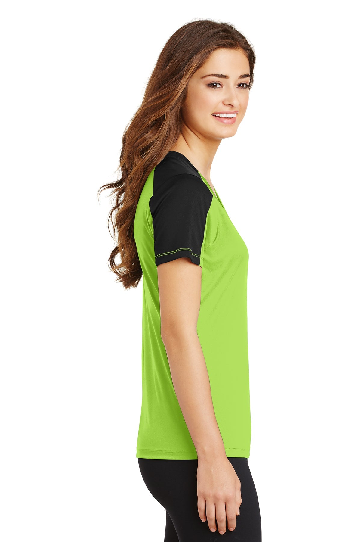Sport-Tek Ladies PosiCharge Competitor Sleeve-Blocked V-Neck Tee