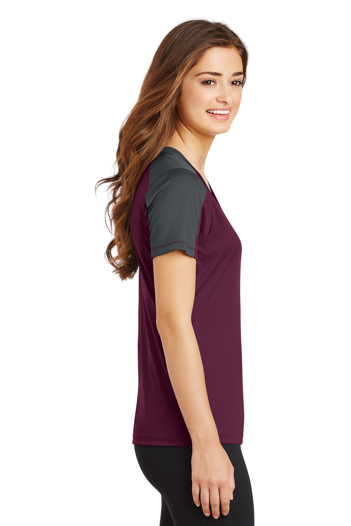 Sport-Tek Ladies PosiCharge Competitor Sleeve-Blocked V-Neck Tee