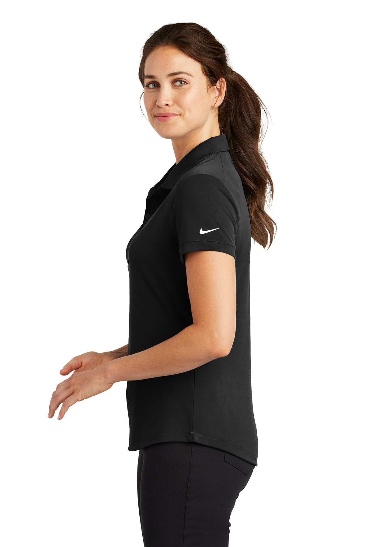 Nike Ladies Dri-FIT Players Modern Fit Custom Polos, Black [Bolyard Lumber and Design]