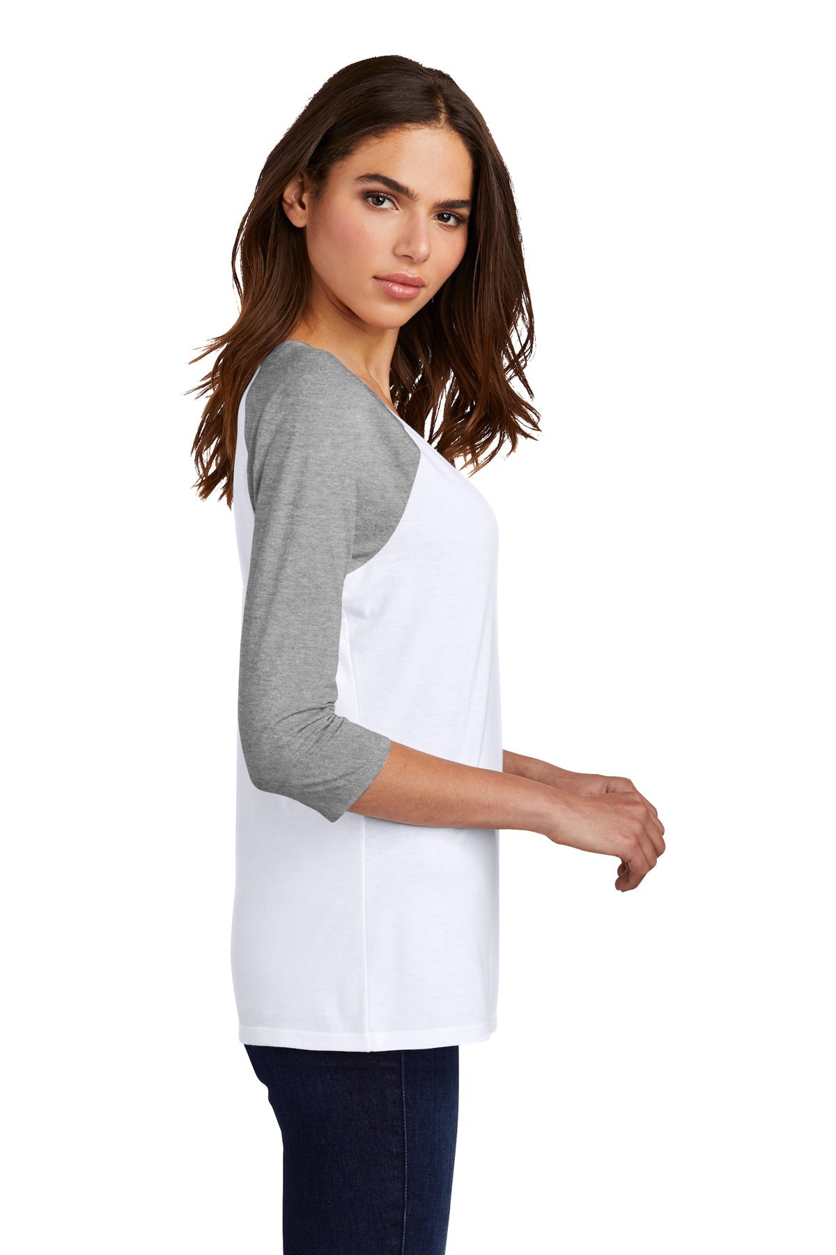 District Made Ladies Perfect Tri 3/4-Sleeve Raglan