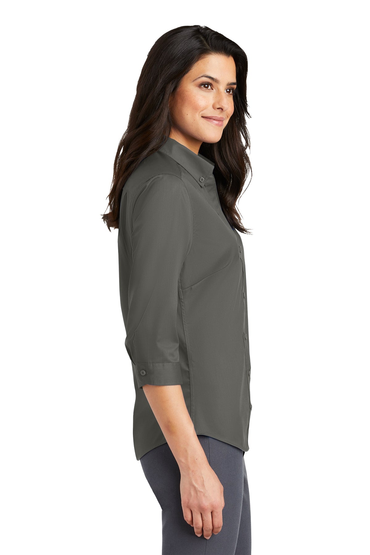 Port Authority Ladies 3/4-Sleeve SuperPro Branded Twill Shirts, Sterling Grey [TruNorthern]
