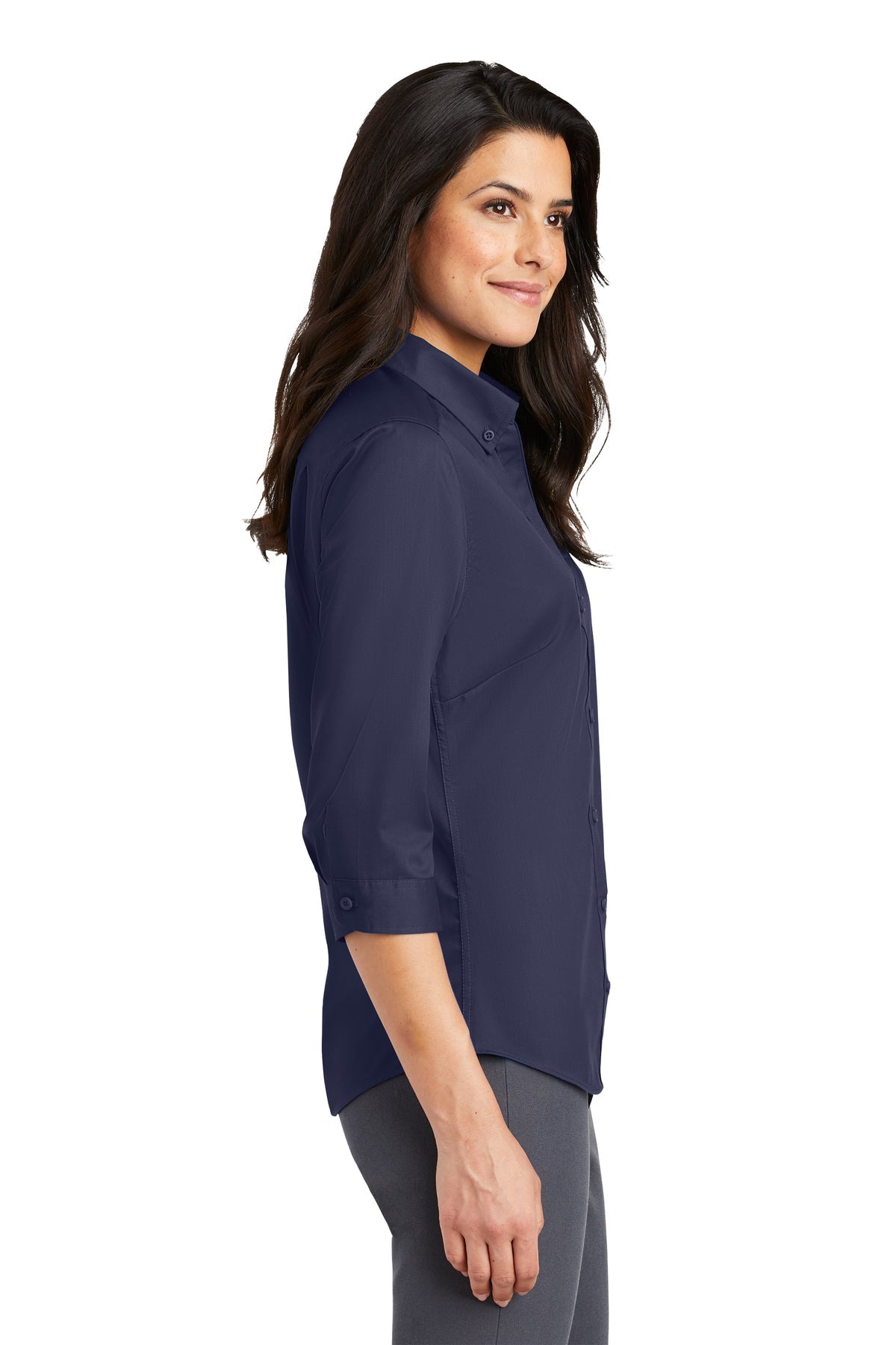 Port Authority Ladies 3/4-Sleeve SuperPro Branded Twill Shirts, True Navy [NARENCO]