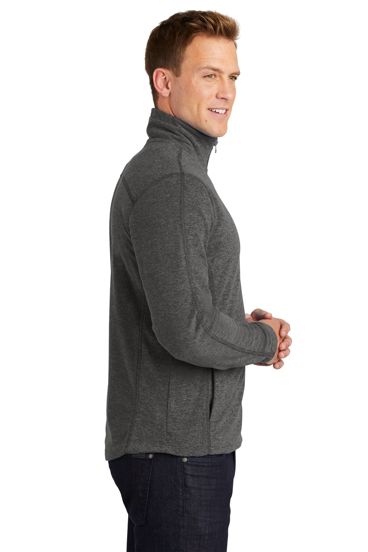 port authority_f235 _black charcoal heather_company_logo_jackets