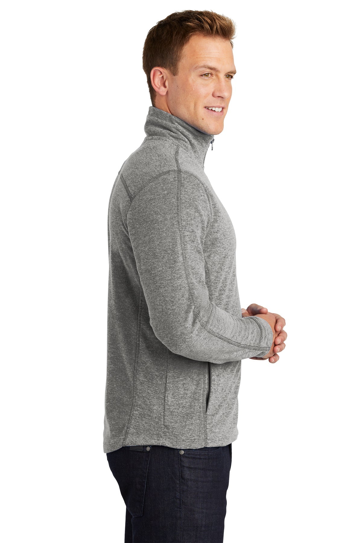 Port Authority Heather Microfleece Branded Full-Zip Jackets, Pearl Grey Heather [Adam Equipment]
