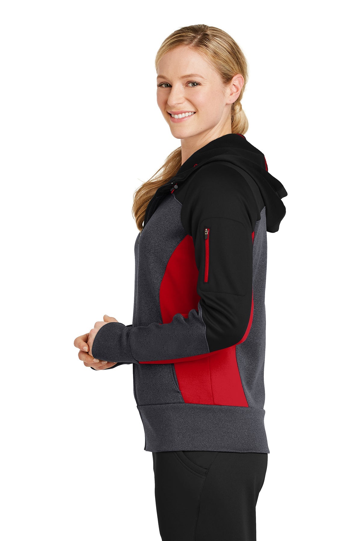 sport-tek_lst245 _black/ graphite heather/ true red_company_logo_sweatshirts