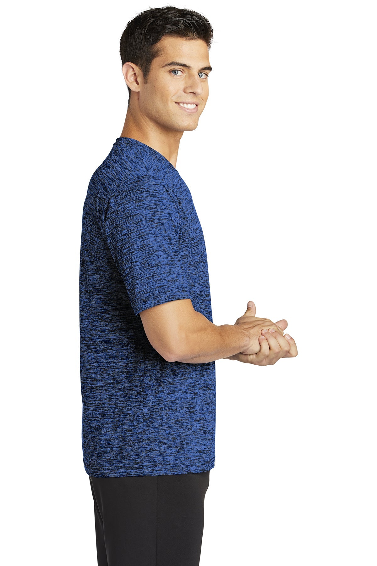 Sport-Tek PosiCharge Branded Electric Heather Tee's, Dark Royal-Black Electric