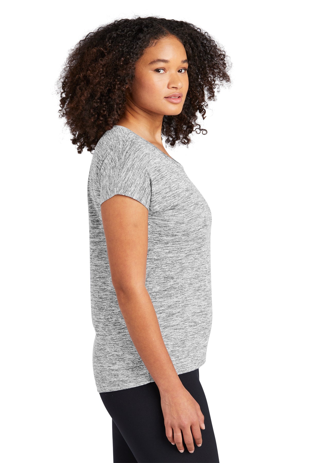 Sport-Tek Ladies PosiCharge Electric Heather Branded Sporty Tee's, Silver Electric