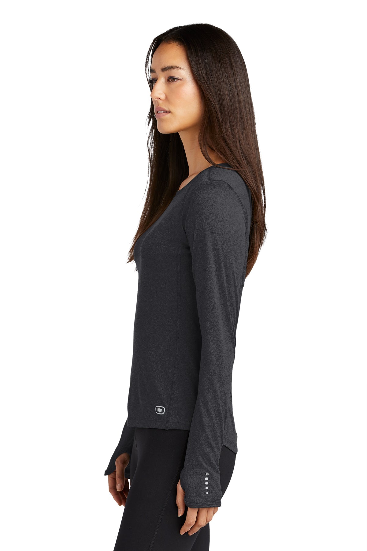 ogio endurance ladies long sleeve pulse crew loe321 blacktop