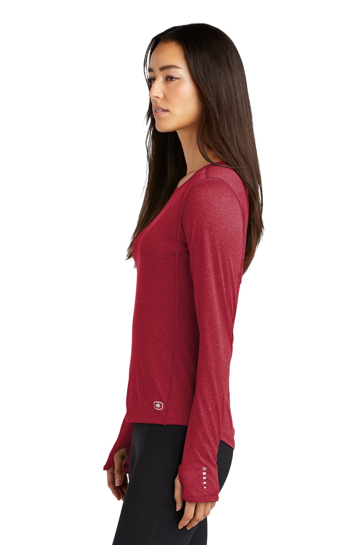 ogio endurance ladies long sleeve pulse crew loe321 ripped red