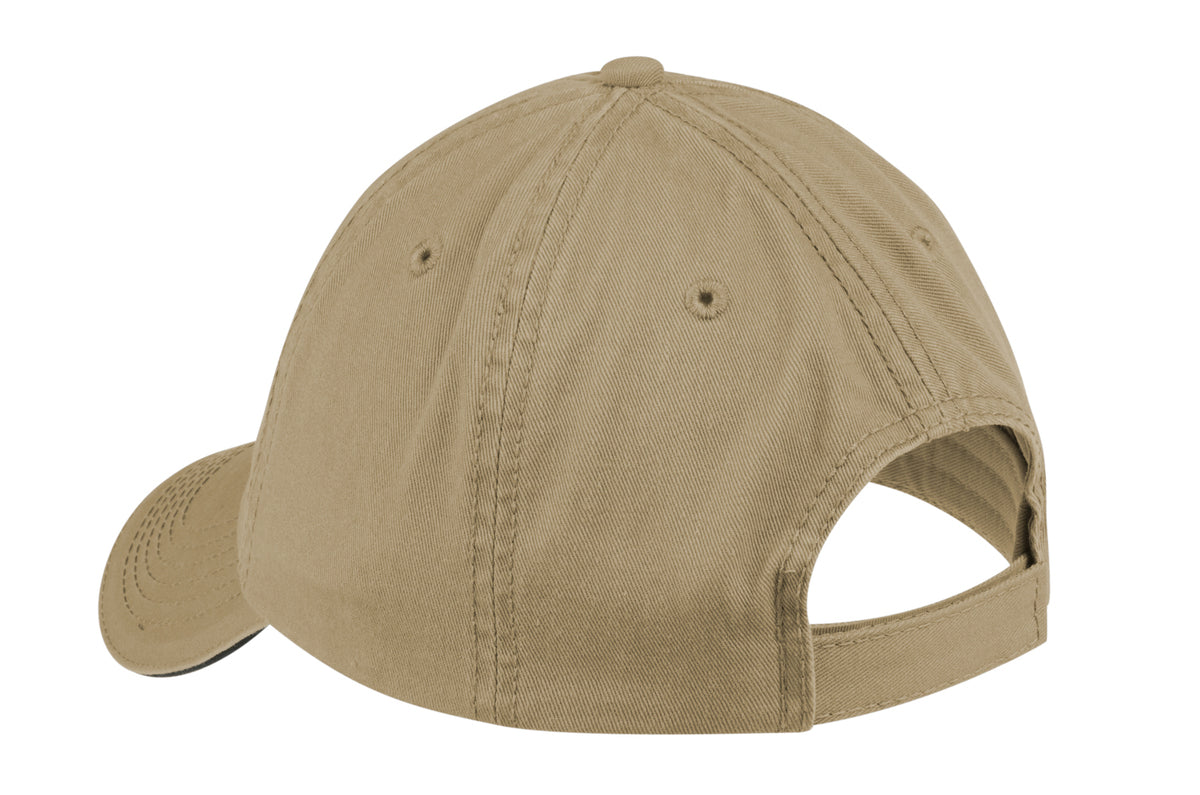 Port Authority Washed Twill Custom Caps, Khaki/Black