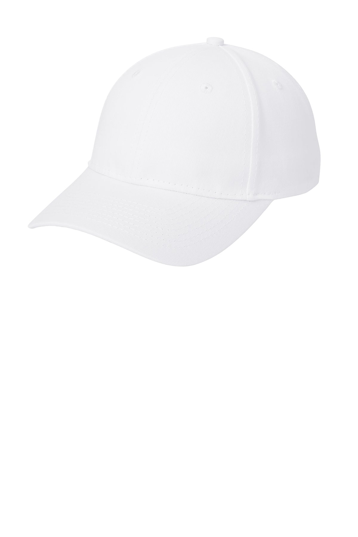 Port Authority Six Panel Twill Branded Caps, White