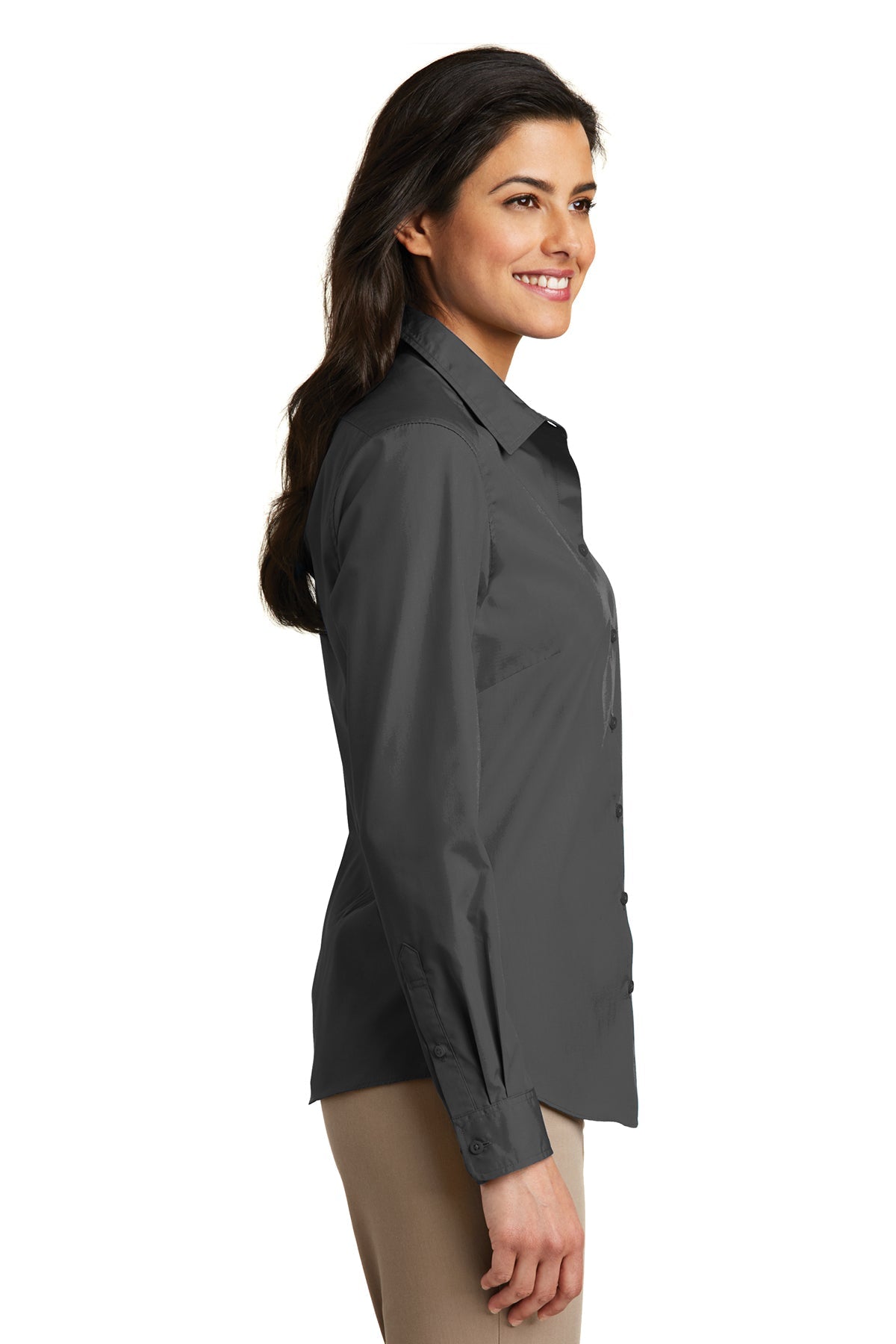 Port Authority Ladies Carefree Poplin Customized Shirts, Graphite [Adam Equipment]