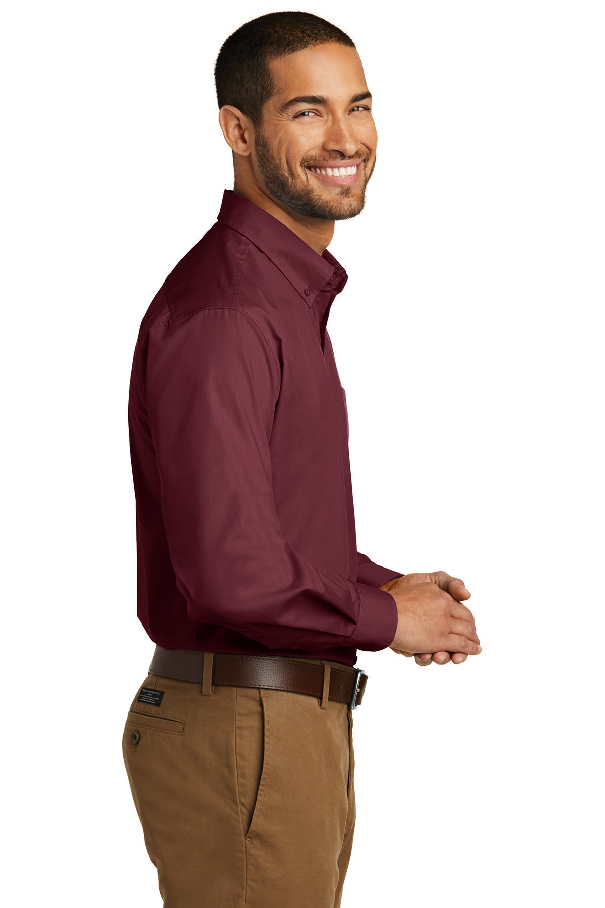 port authority_w100 _burgundy_company_logo_button downs