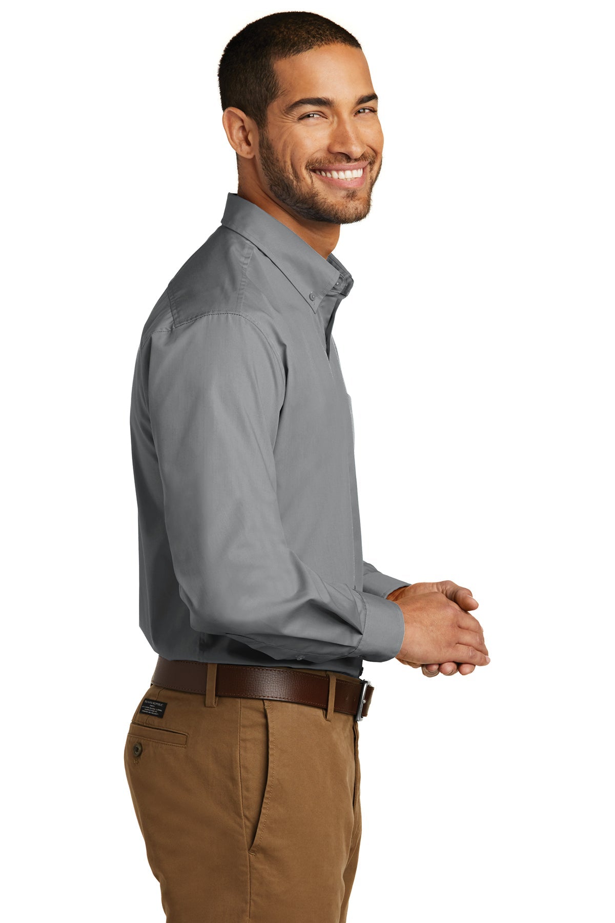 Port Authority Carefree Poplin Custom Shirts, Gusty Grey [Adam Equipment]