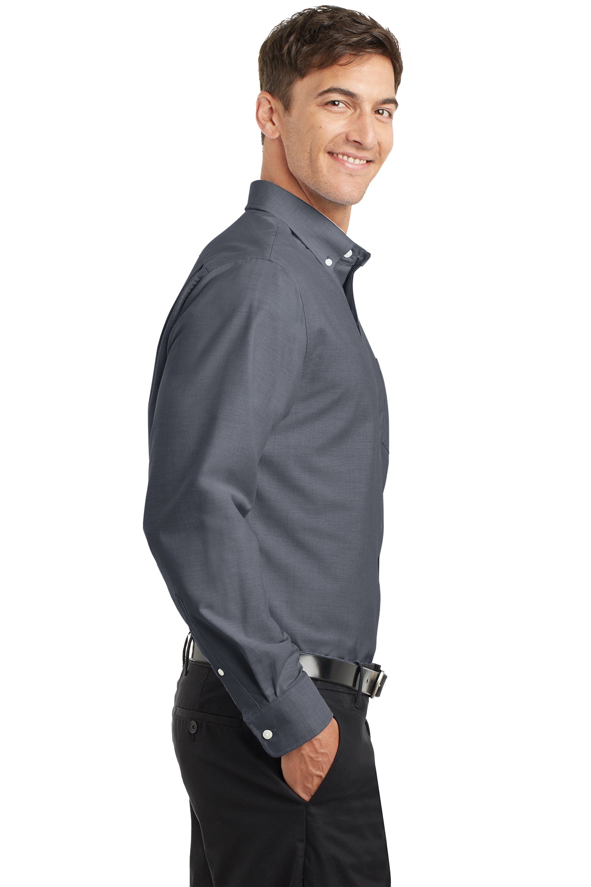 port authority_ts658 _black_company_logo_button downs