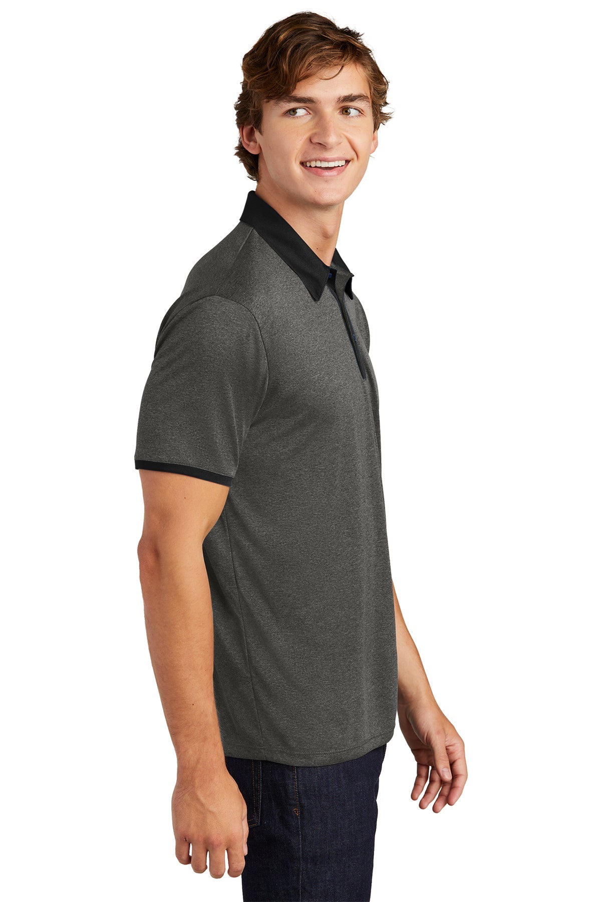 sport-tek_st667 _graphite heather/ black_company_logo_polos
