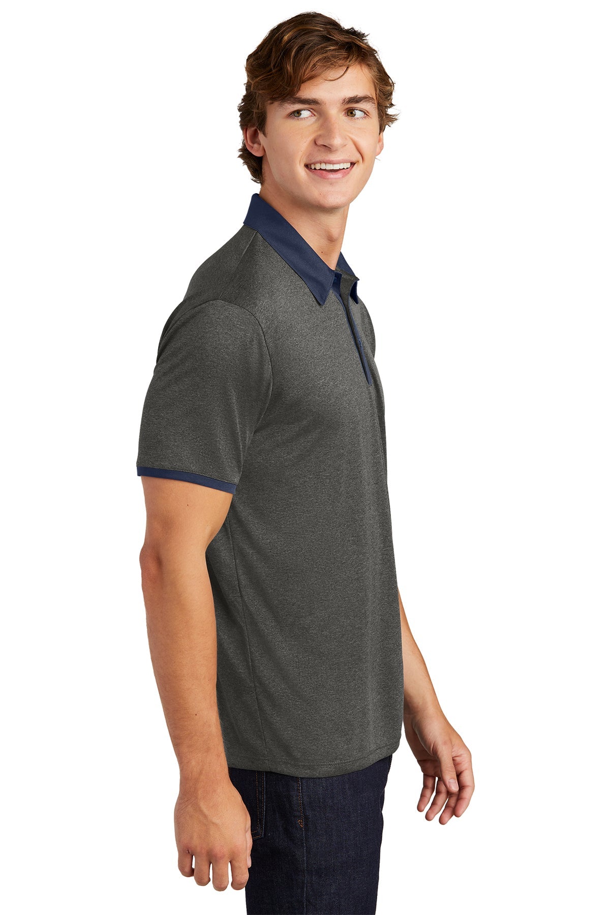 sport-tek_st667 _graphite heather/ true navy_company_logo_polos