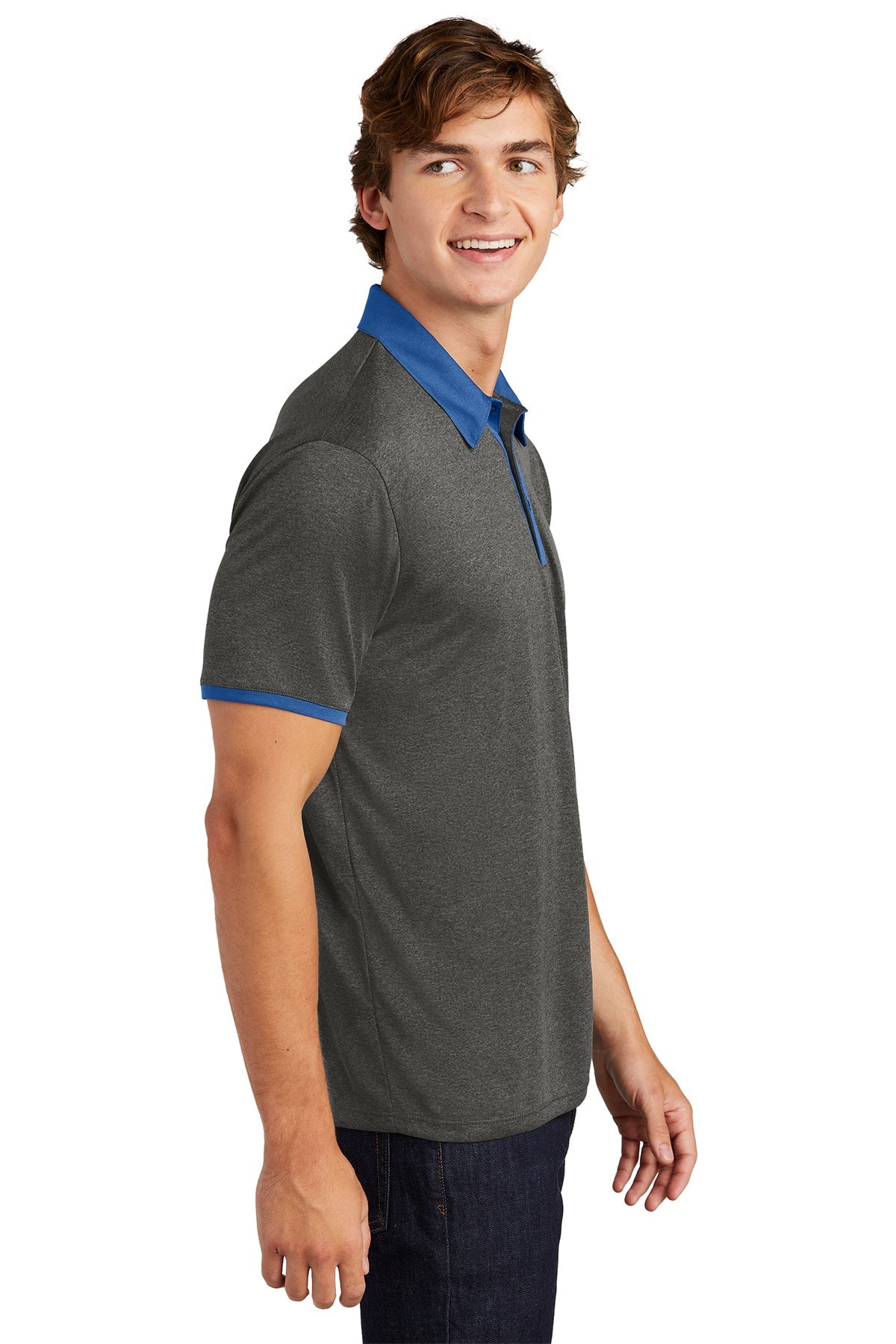 sport-tek_st667 _graphite heather/ true royal_company_logo_polos