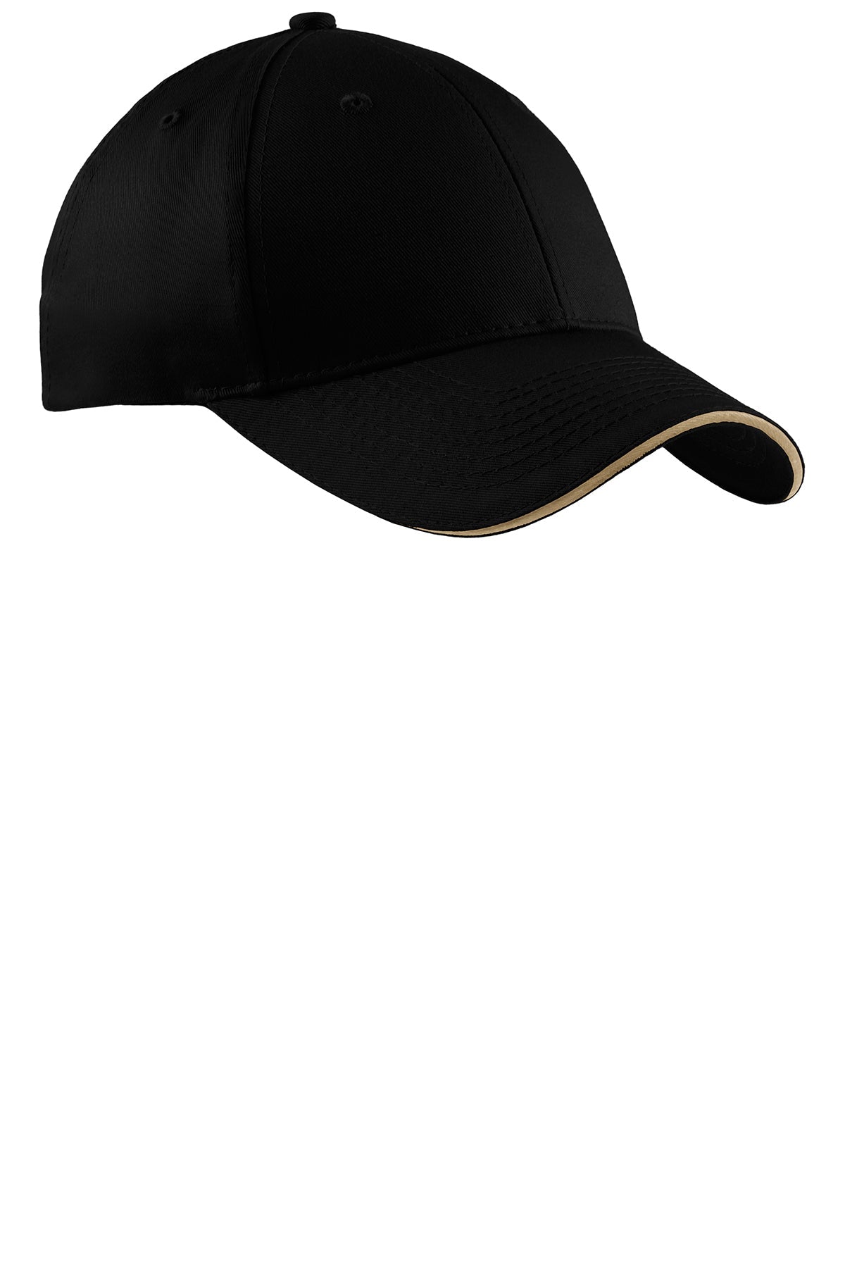Port Authority Sandwich Bill Branded Caps, Black/Khaki