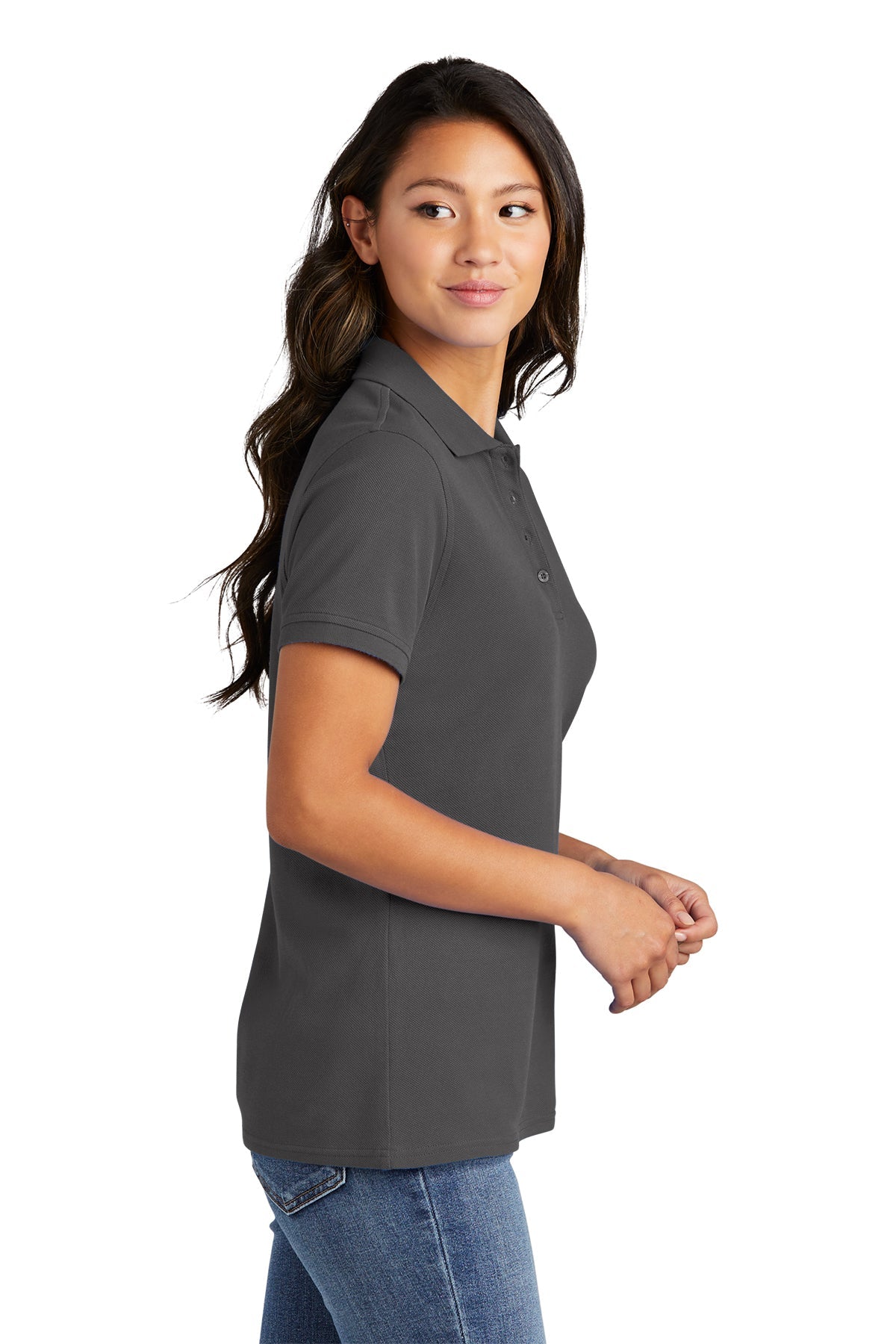 Port & Company Ladies Ring Spun Customized Polos, Charcoal [Adam Equipment]