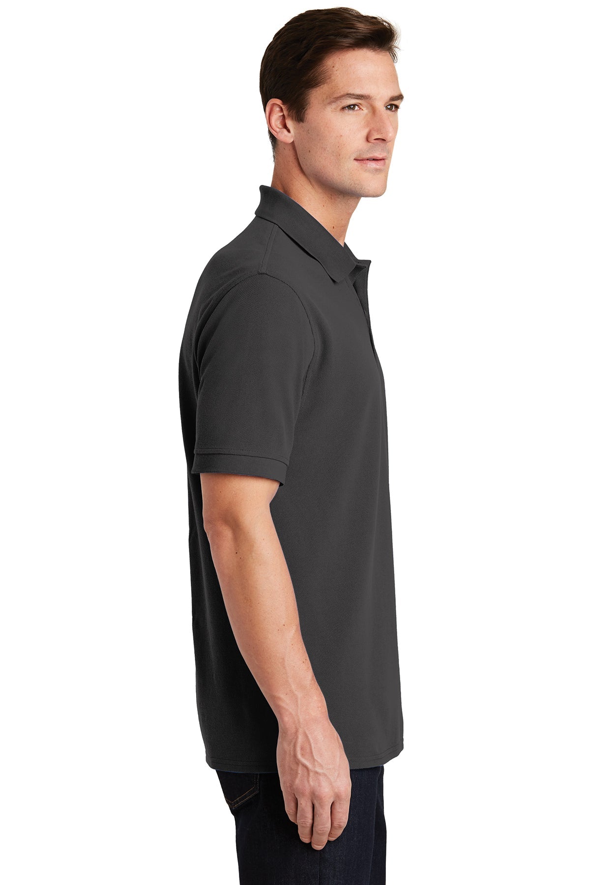 Port & Company Ring Spun Customized Polos, Charcoal [Adam Equipment]