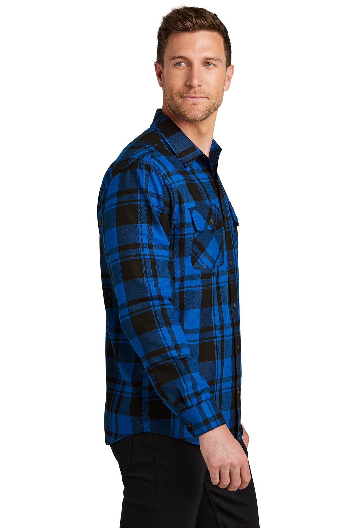 port authority_w668 _royal/ black_company_logo_button downs