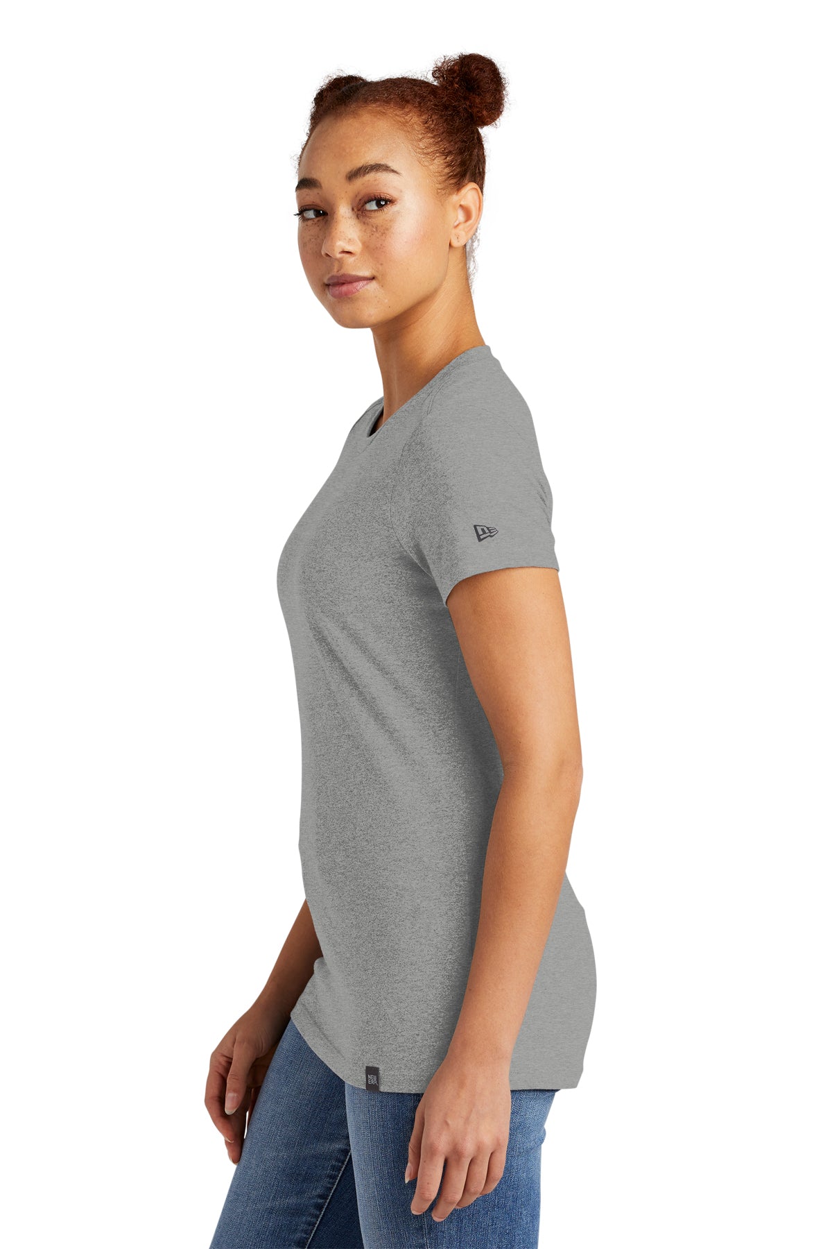 New Era Ladies Heritage Blend Custom Printed Tee's, Shadow Grey Heather