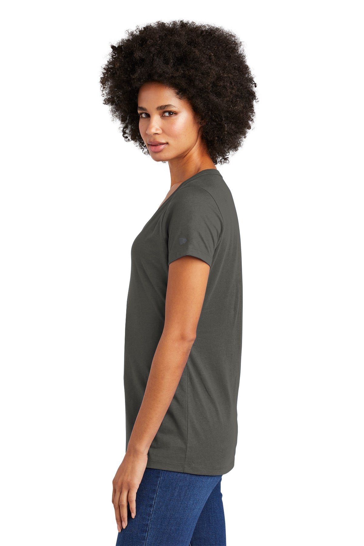 New Era Ladies Heritage Blend V-Neck Custom Printed Tee's, Graphite