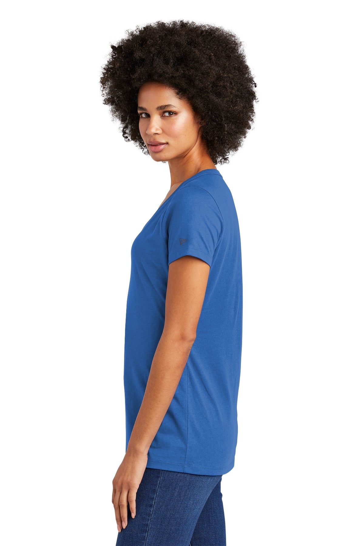 New Era Ladies Heritage Blend V-Neck Custom Printed Tee's, Royal