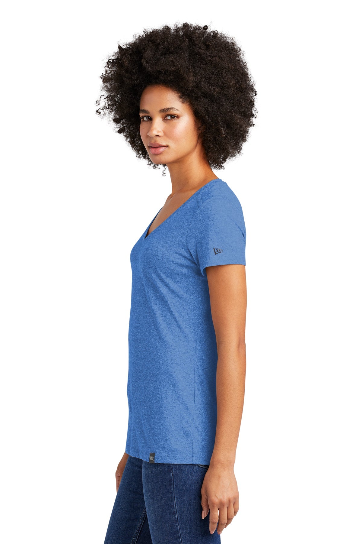 New Era Ladies Heritage Blend V-Neck Custom Printed Tee's, Royal Heather