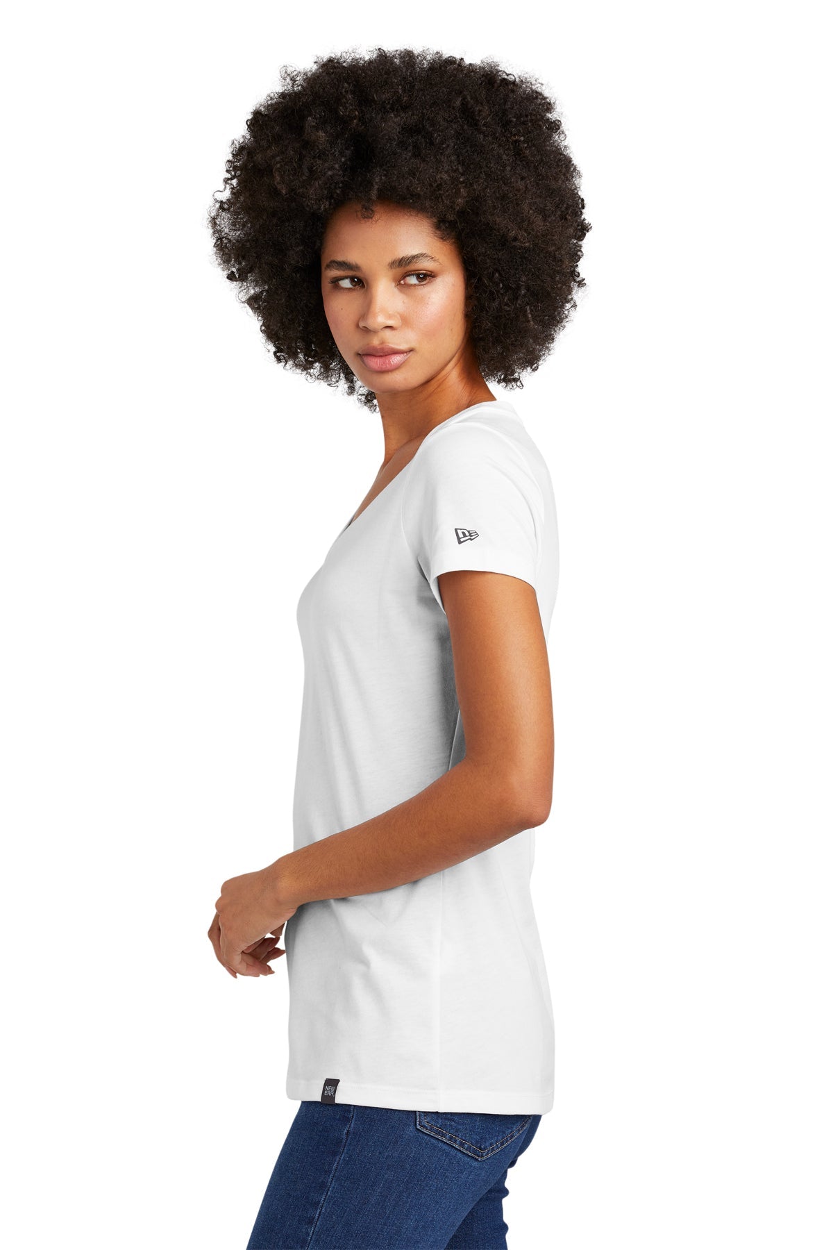 New Era Ladies Heritage Blend V-Neck Custom Printed Tee's, White