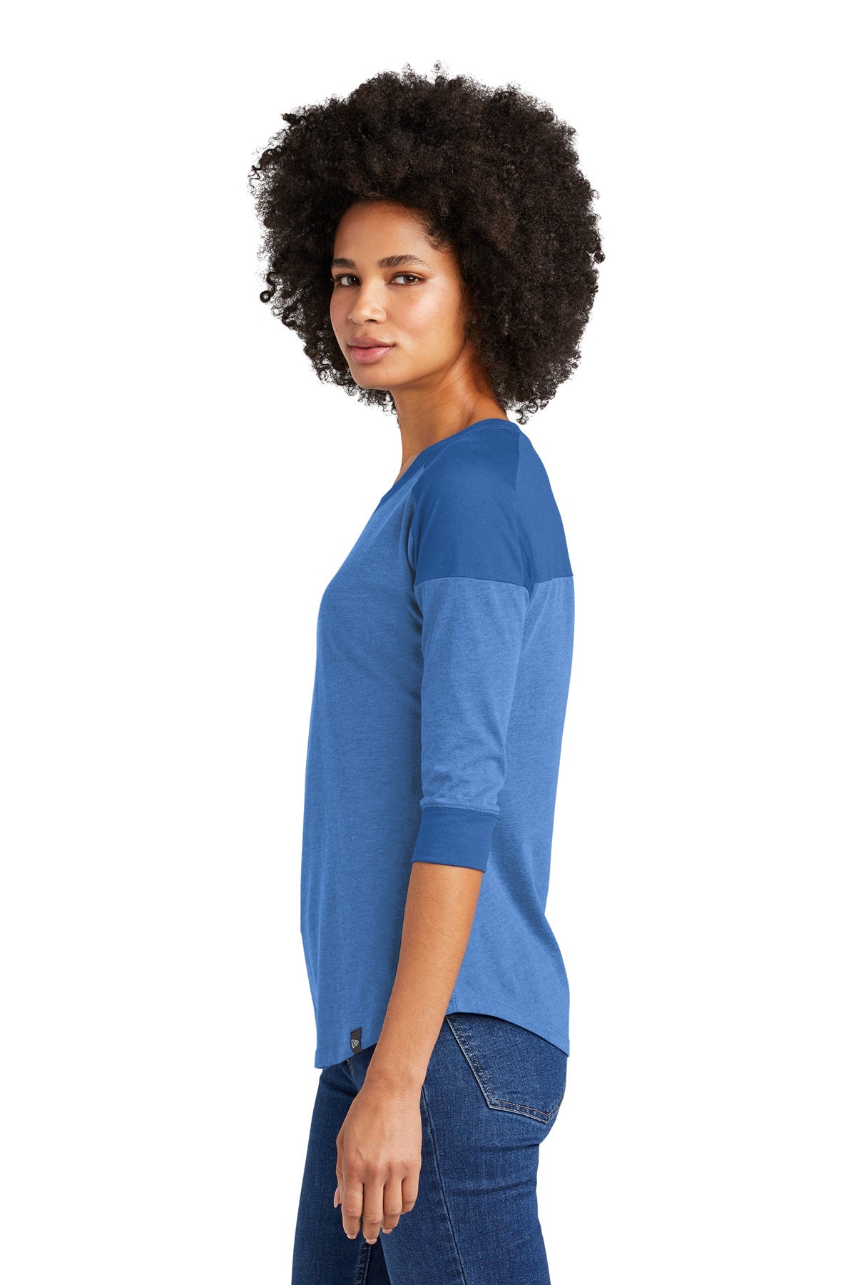 New Era Ladies Heritage Blend 3/4-Sleeve Baseball Printed Tee's, Royal/ Royal Heather
