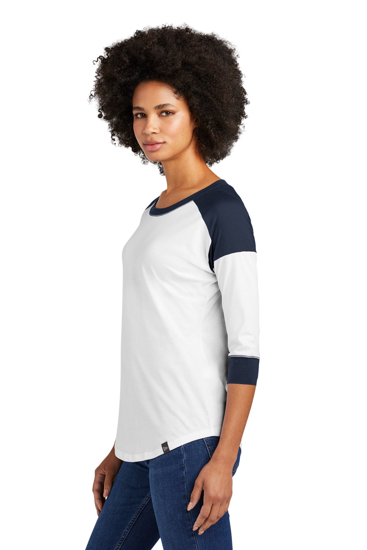 New Era Ladies Heritage Blend 3/4-Sleeve Baseball Printed Tee's, True Navy/ White [CEI Consulting]