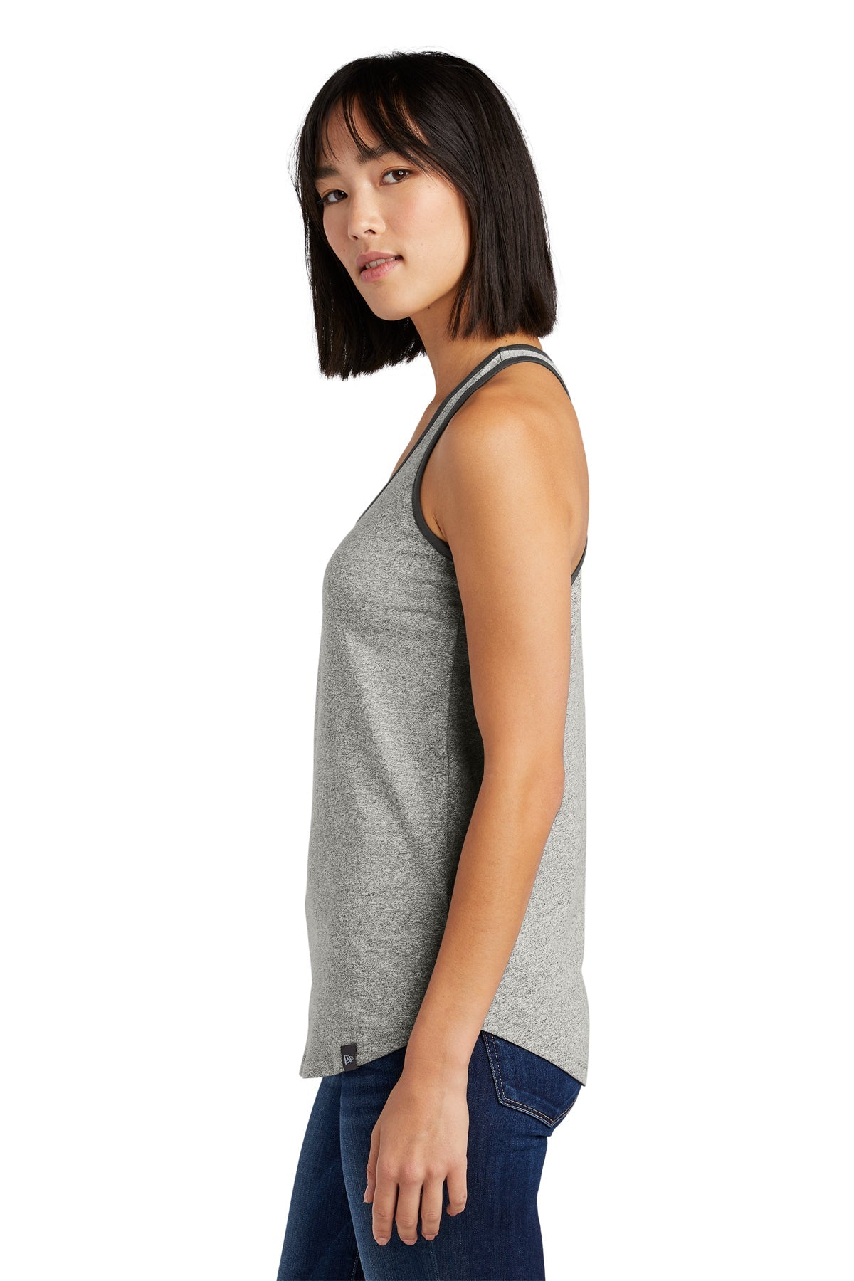 New Era Ladies Heritage Racerback Printed Tanks, Light Graphite Twist/ Graphite