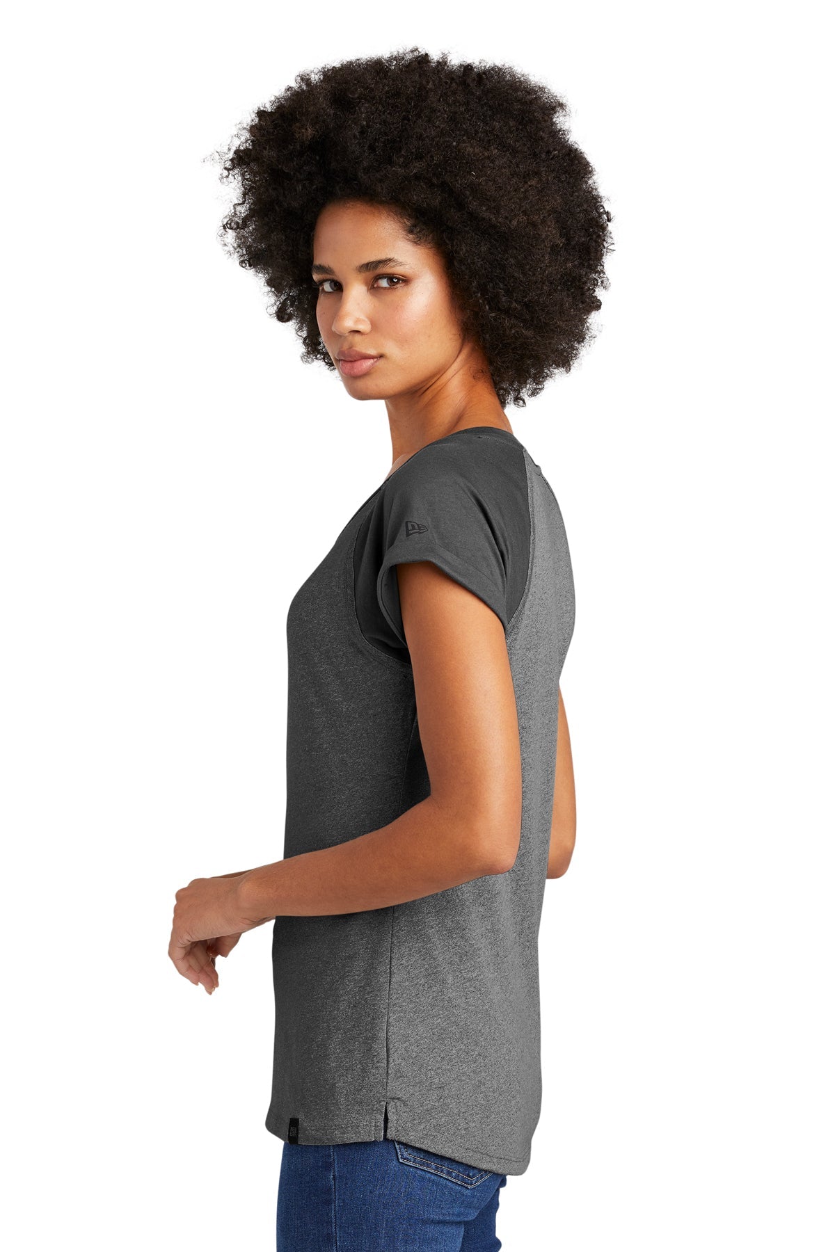New Era Ladies Heritage Blend Printed Tee's, Black/ Black Twist