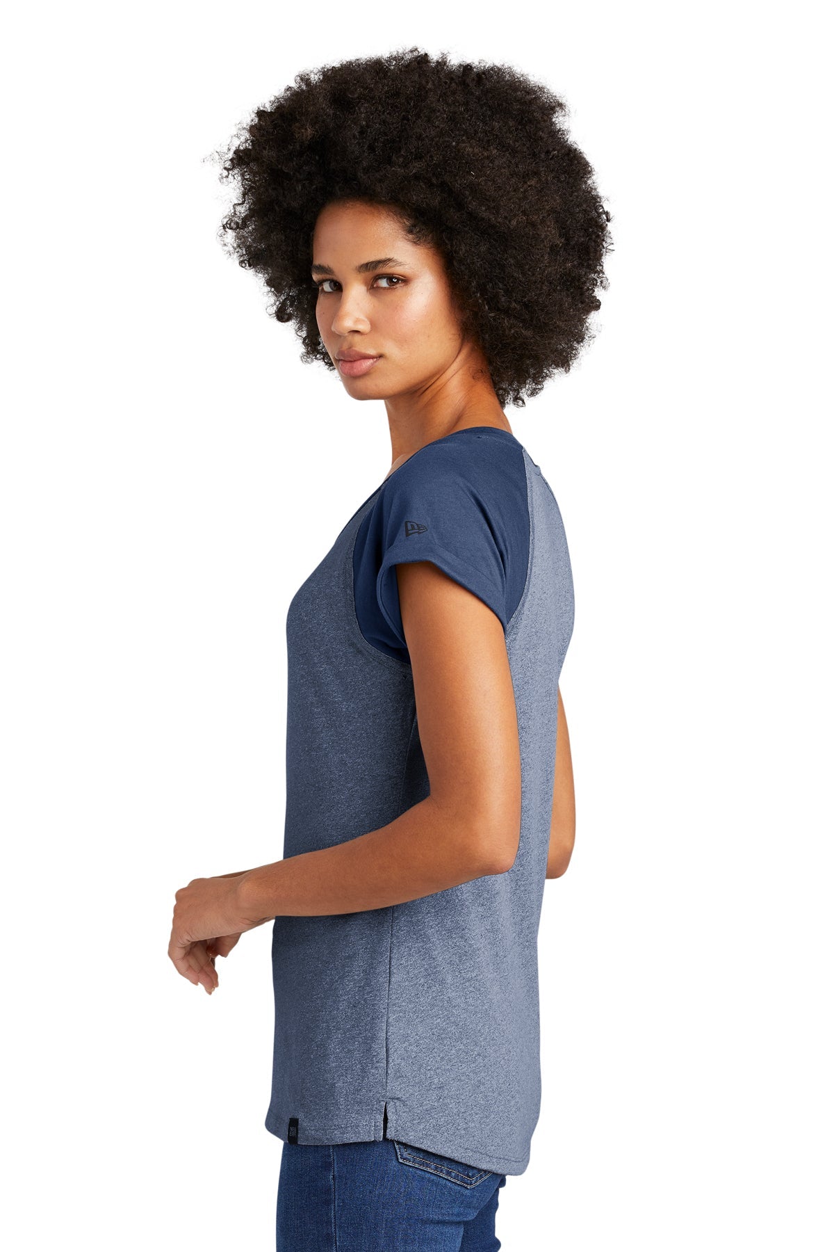 New Era Ladies Heritage Blend Printed Tee's, Dark Royal/ Dark Royal Twist
