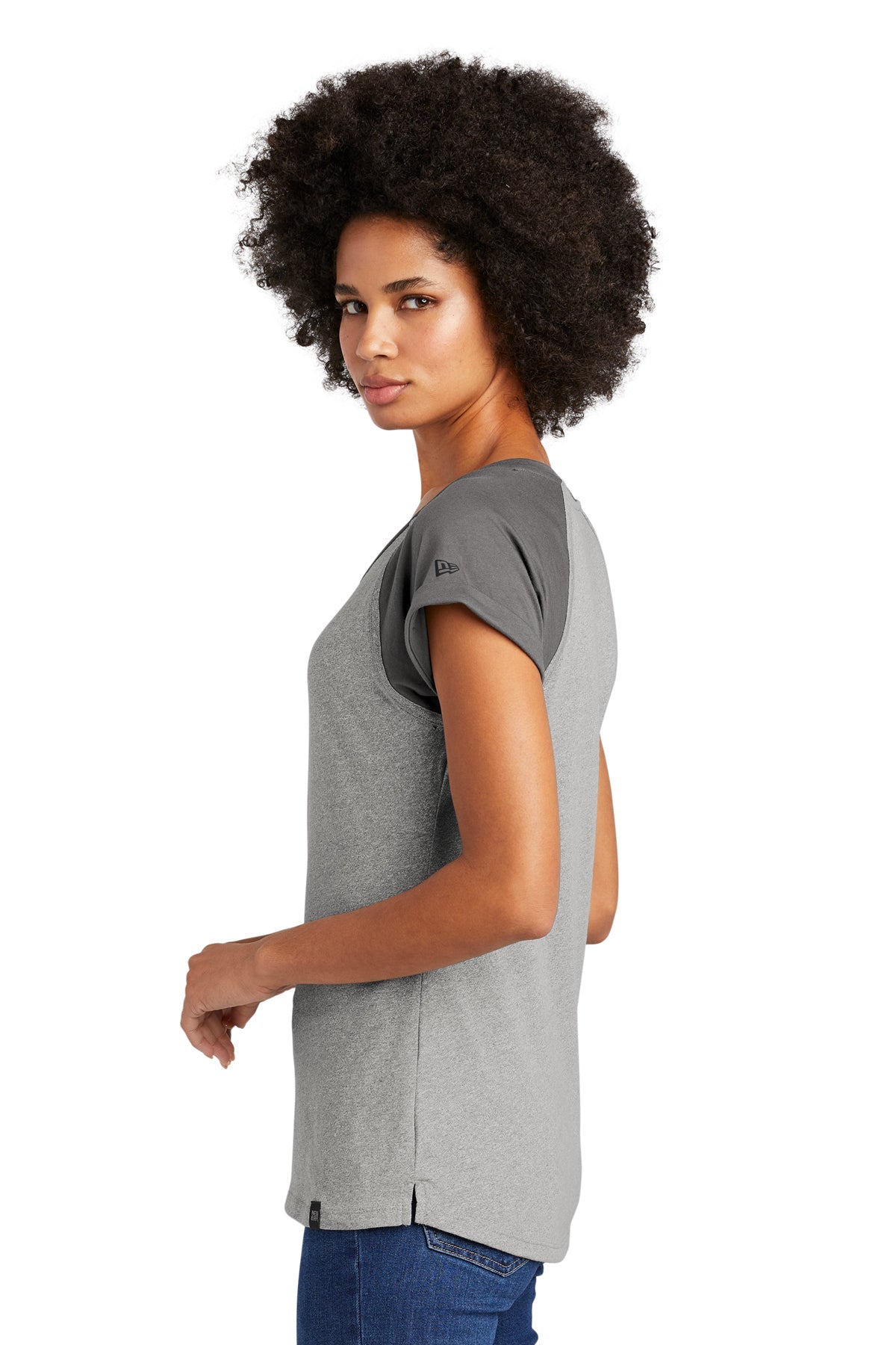 New Era Ladies Heritage Blend Printed Tee's, Graphite/Light Graphite Twist