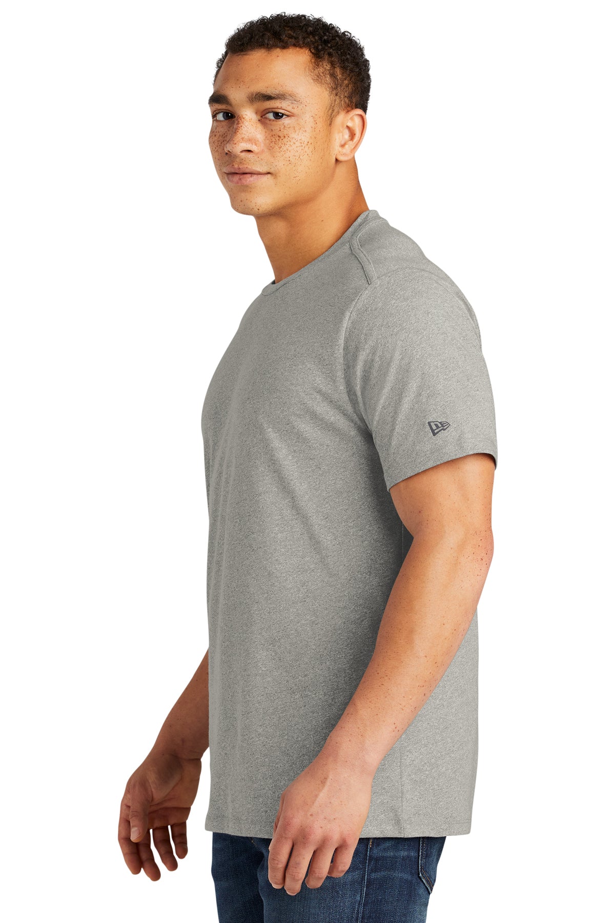 New Era Heritage Blend Custom Printed Tee's, Rainstorm Grey Heather
