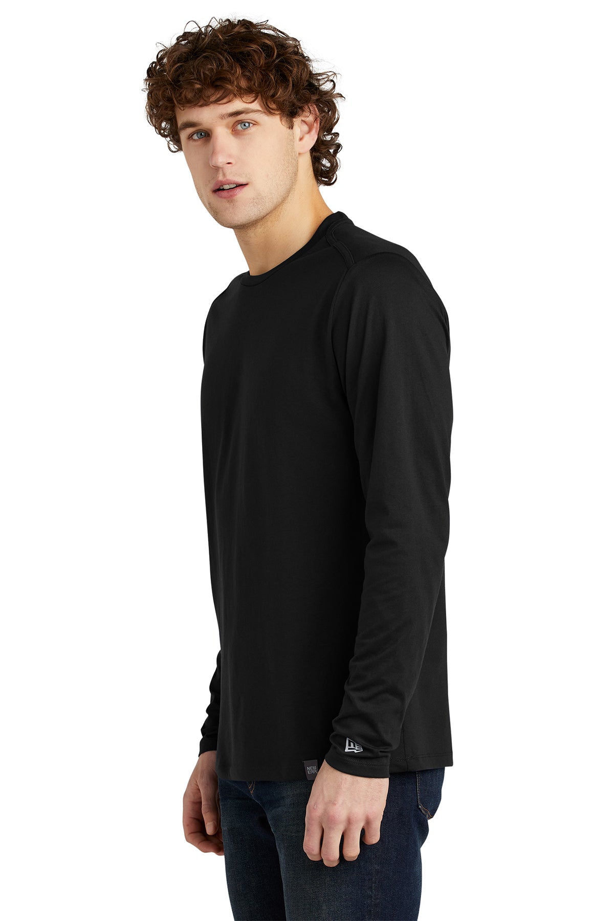 New Era Heritage Blend Long Sleeve Crew Custom Printed Tee's, Black