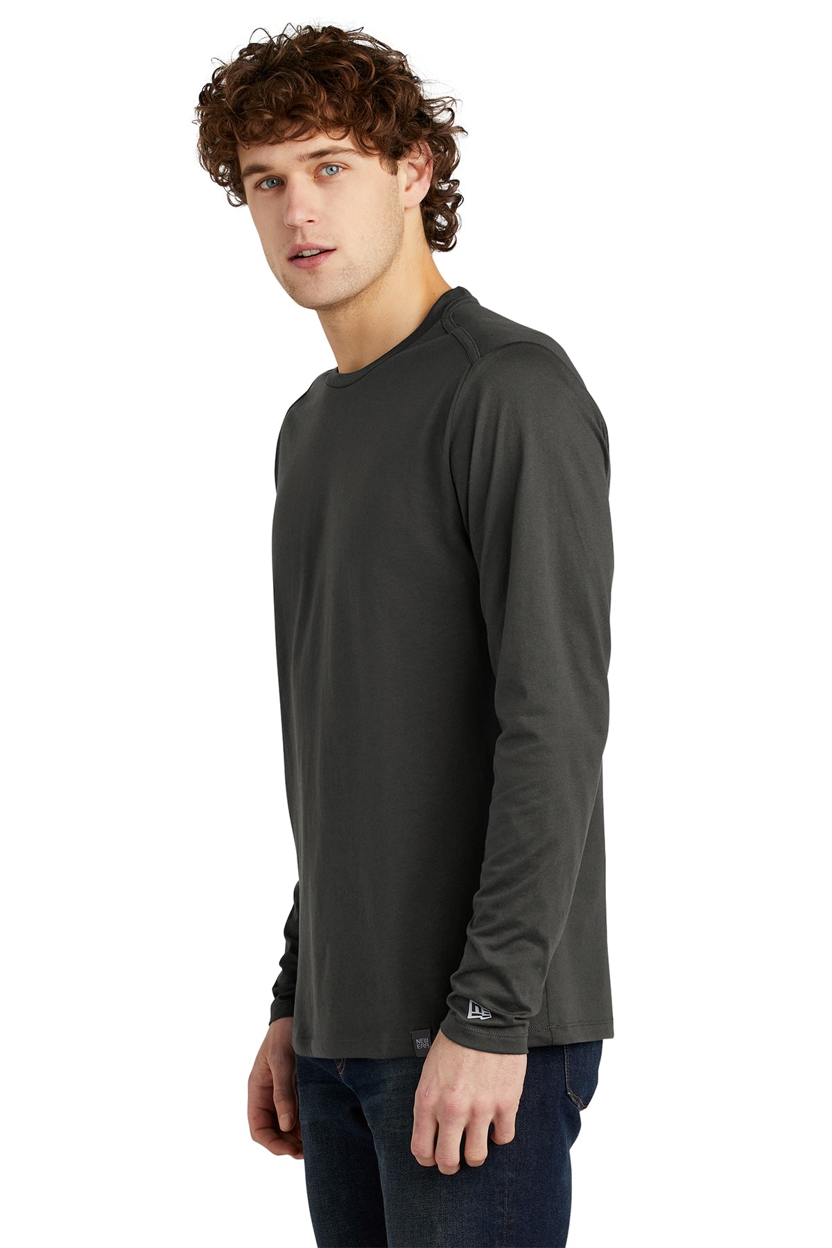 New Era Heritage Blend Long Sleeve Crew Custom Printed Tee's, Graphite