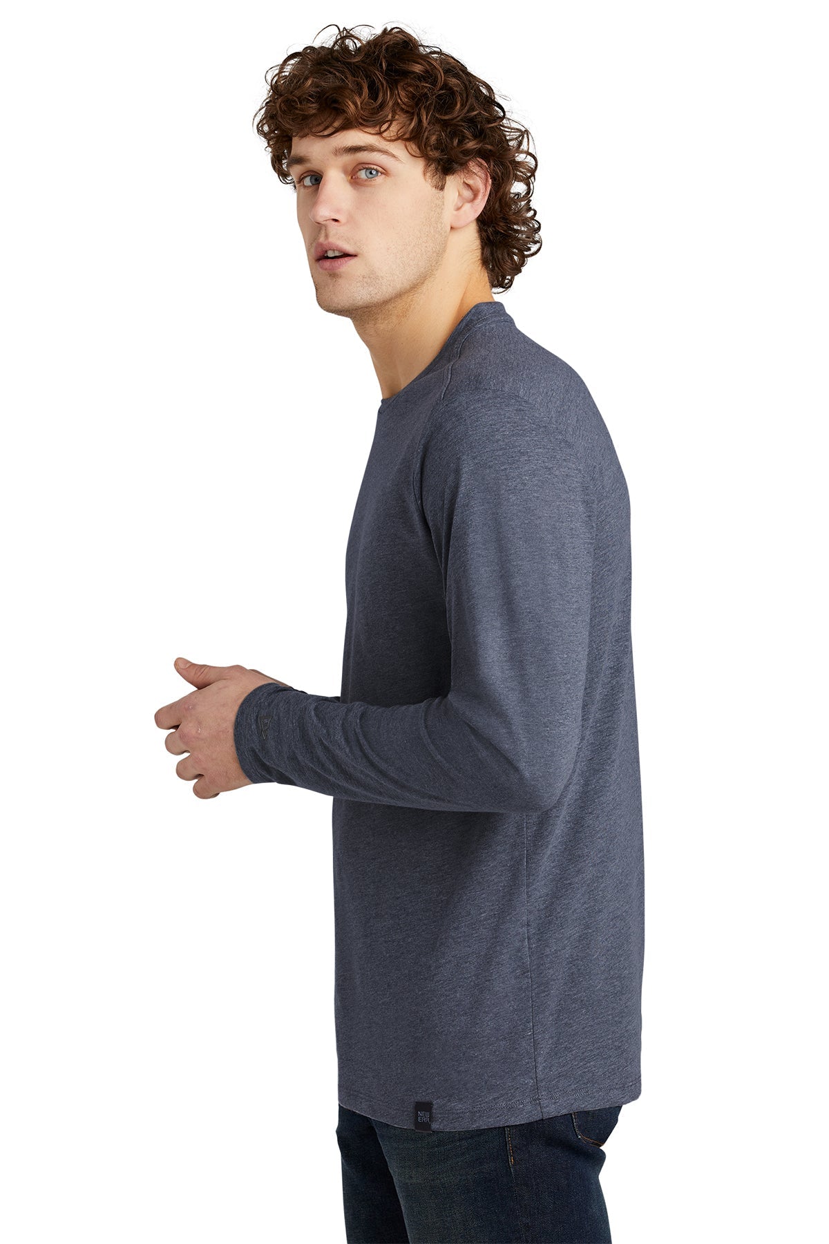 New Era Heritage Blend Long Sleeve Printed Tee's, True Navy Heather