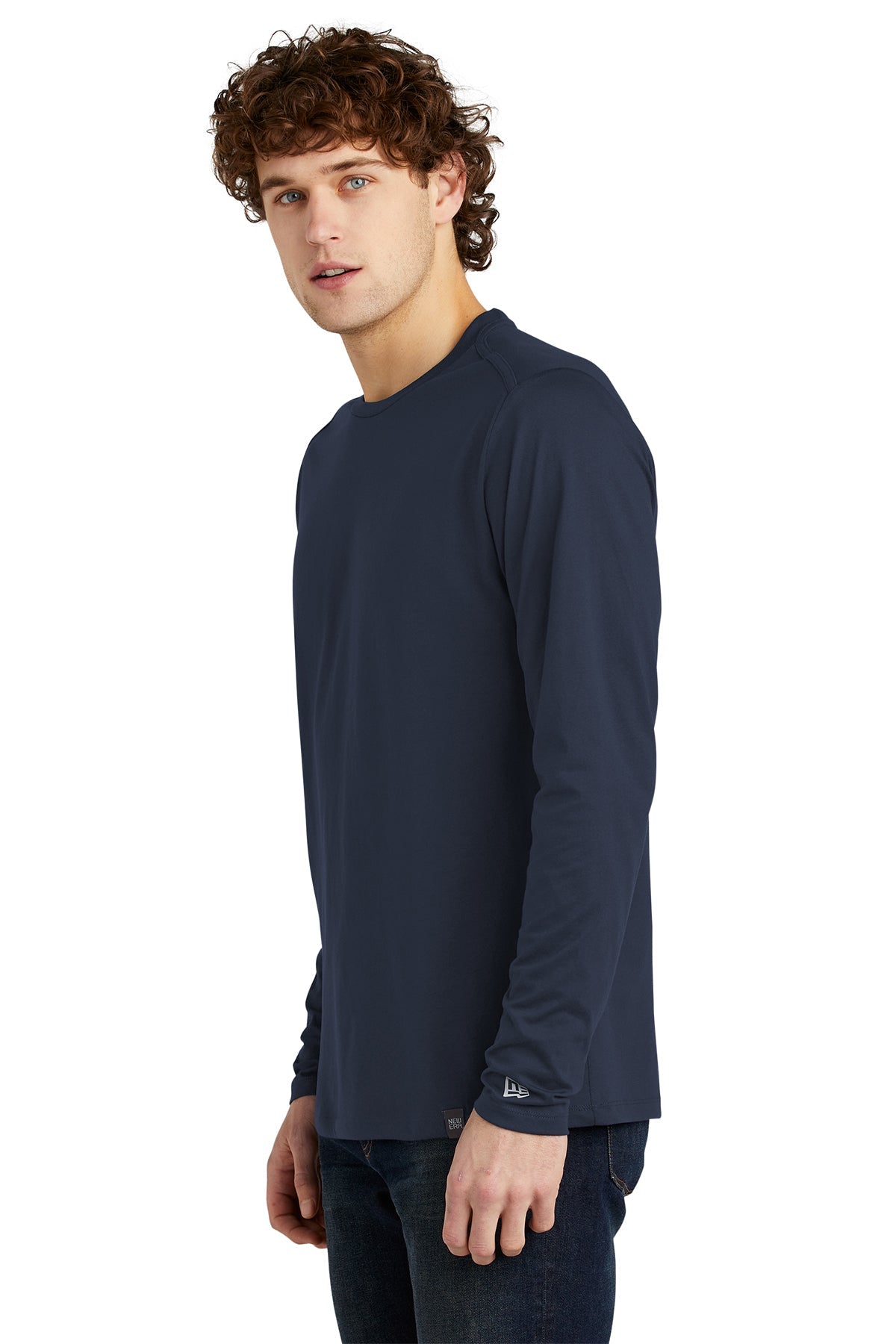 New Era Heritage Blend Long Sleeve Crew Custom Printed Tee's, True Navy