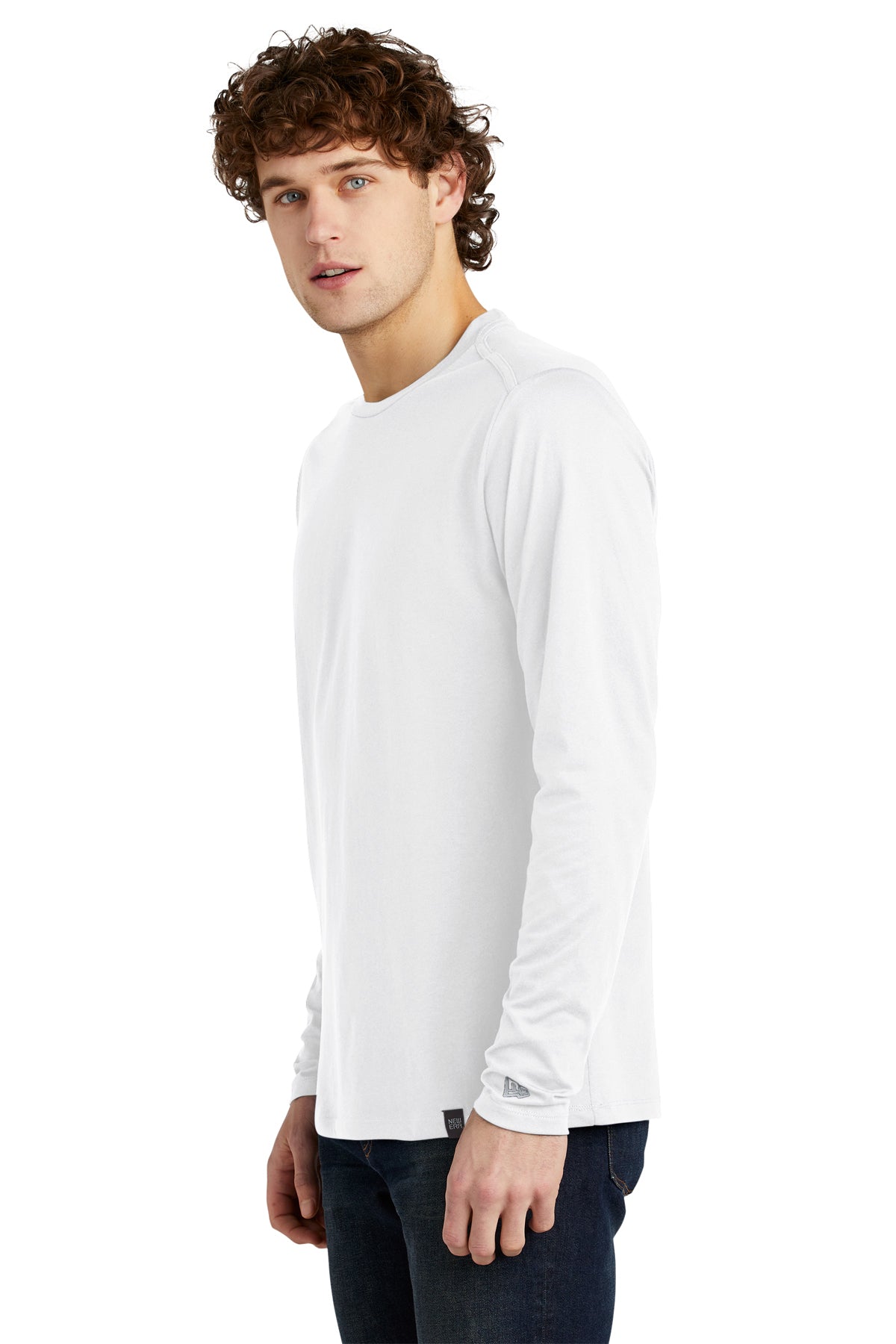 New Era Heritage Blend Long Sleeve Crew Custom Printed Tee's, White