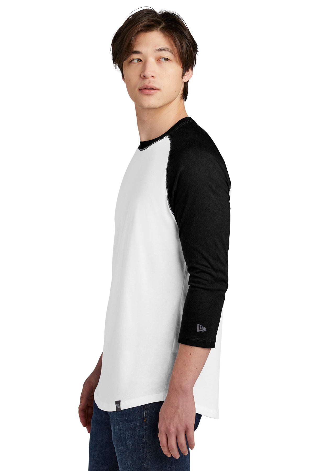 New Era Heritage Blend 3/4-Sleeve Baseball Printed Tee's, Black/ White