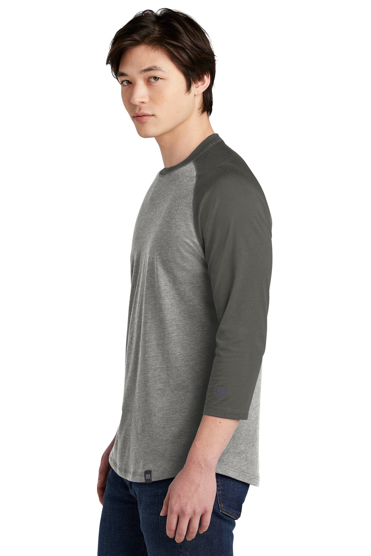 New Era Heritage Blend 3/4-Sleeve Baseball Printed Tee's, Graphite/ Light Graphite Twist