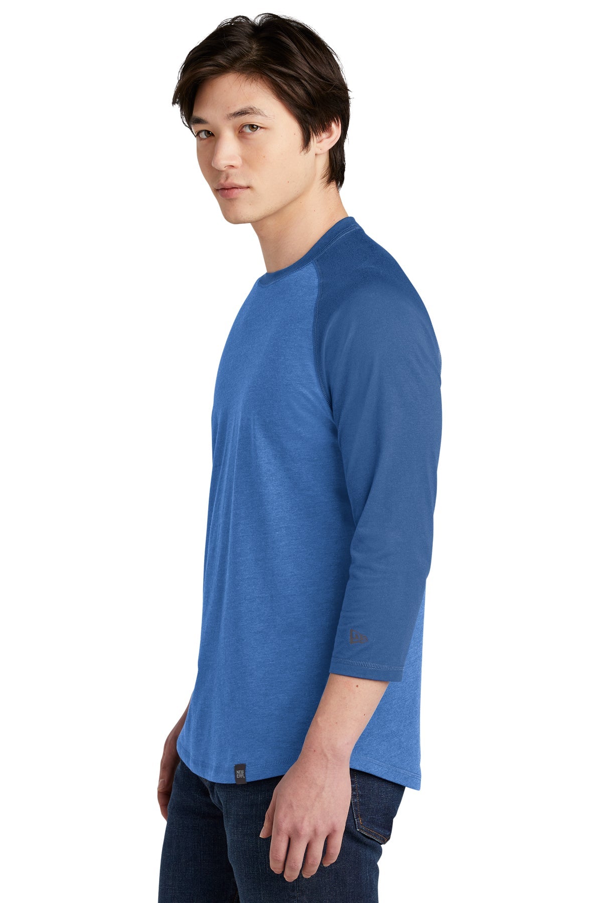 New Era Heritage Blend 3/4-Sleeve Baseball Printed Tee's, Royal/ Royal Heather